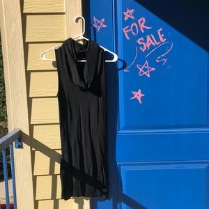 Sexy black sweater fashion button dress